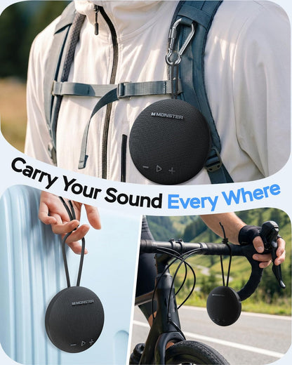 Monster Bluetooth Speaker, IPX8 Shower Speaker Waterproof, Bluetooth 5.4 with Loud HD Sound and Robust Bass, Extra Long Playtime Punchy, for Home, Beaches Portable Wireless Outdoor Speakers - Available at All In One Marketplace Canada
