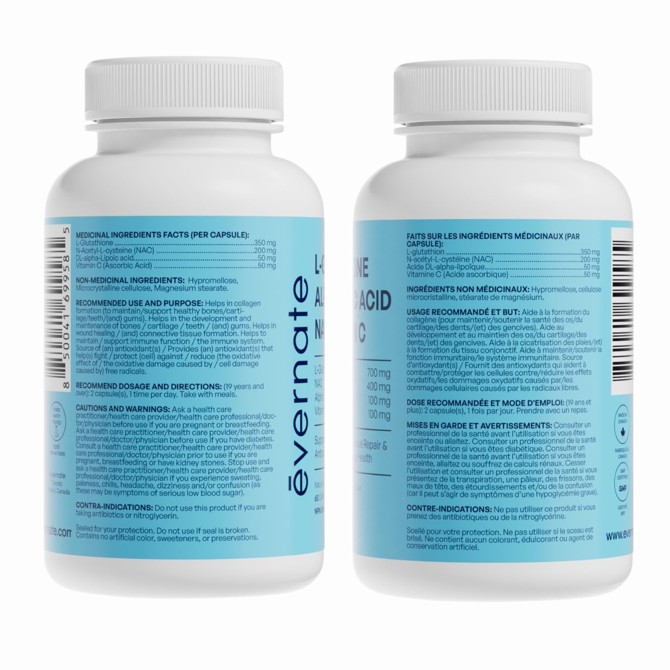 ALL-IN-ONE L-Glutathione 700 mg (Reduced) with NAC 400 mg, Alpha-Lipoic Acid 200 mg & Vitamin C (Per Serving: 2 Capsules) – Advanced Skin Brightening, Antioxidant & Immune Support Supplement – Made in Canada - Available at All In One Marketplace Canada