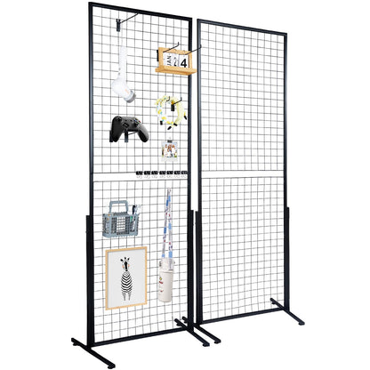 VEVOR 2' x 5.6' Grid Wall Panels Tower, 2 Packs Wire Gridwall Display Racks with T-Base Floorstanding, Double Side Gridwall Panels for Art Craft Shows, Retail Display with Extra Clips and Hooks 🍁 All In One Marketplace Canada