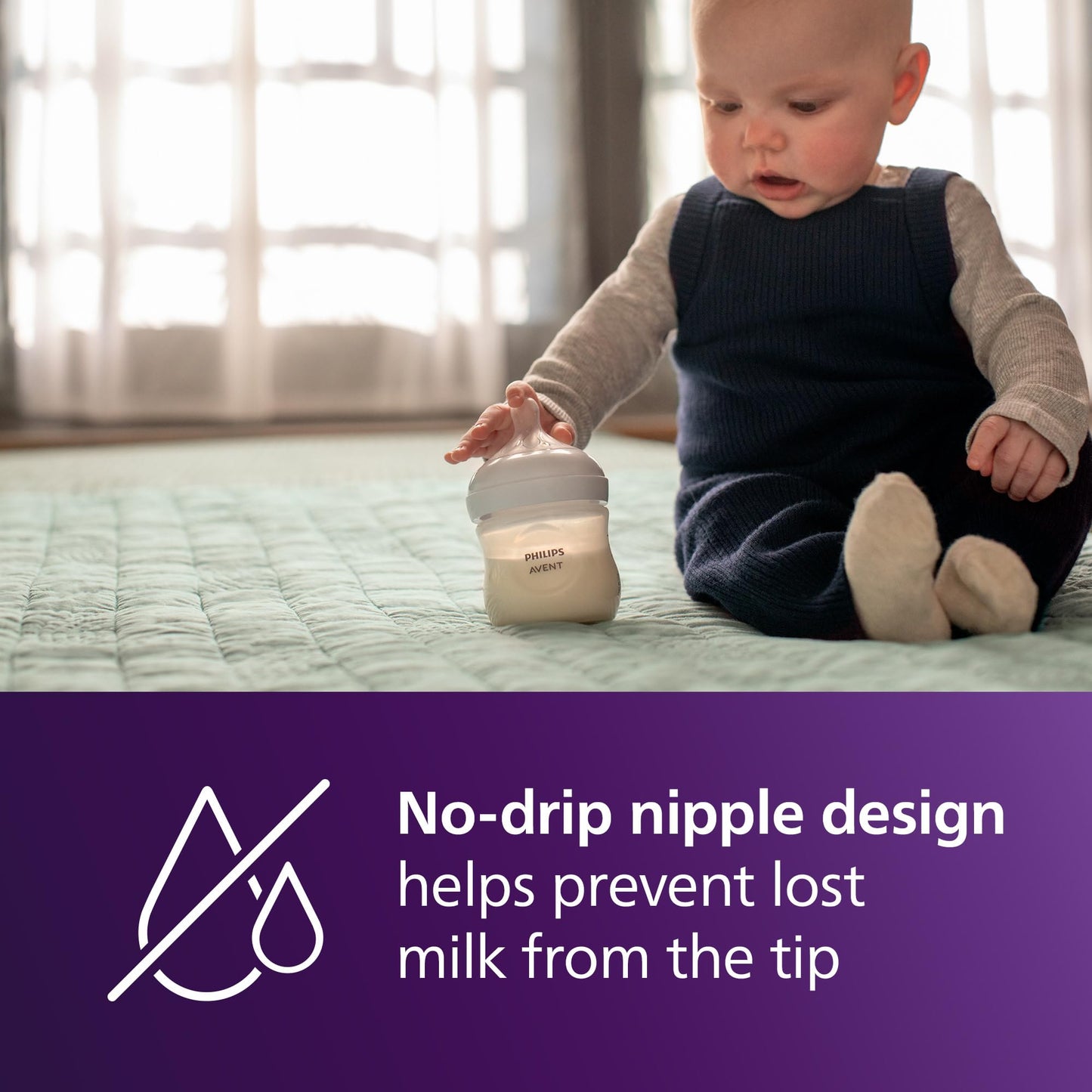 Philips Avent Natural Baby Bottle with Natural Response Nipple (Slow Flow, Flow 2), 4oz, 3-pack, SCY900/03