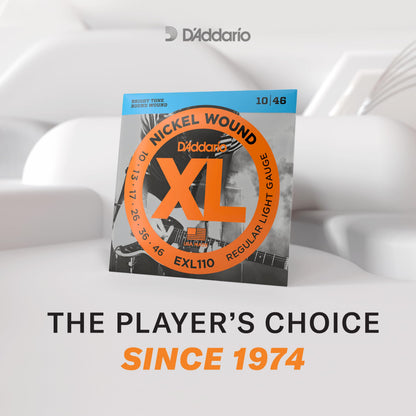 D'Addario EXL110 Cordes de guitare électrique en nickel filé, lot de 3 - Tirant Regular Light 10-46