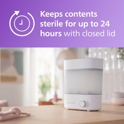 Philips Avent Baby Bottle Sterilizer and Dryer Premium, Removes 99,9% of Bacteria, Chemicals Free, Capacity 6 Bottles/Teats/Accessories, Modular Space Saving Design, Model SCF293 - Available at All In One Marketplace Canada