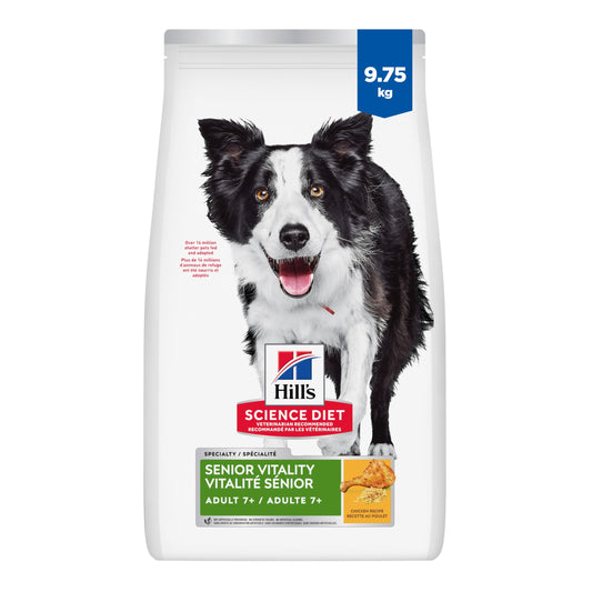 Hill's Science Diet Senior 7+ Senior Vitality Chicken & Rice Recipe Dry Dog Food 9.8 kg Bag Hill's Science Diet