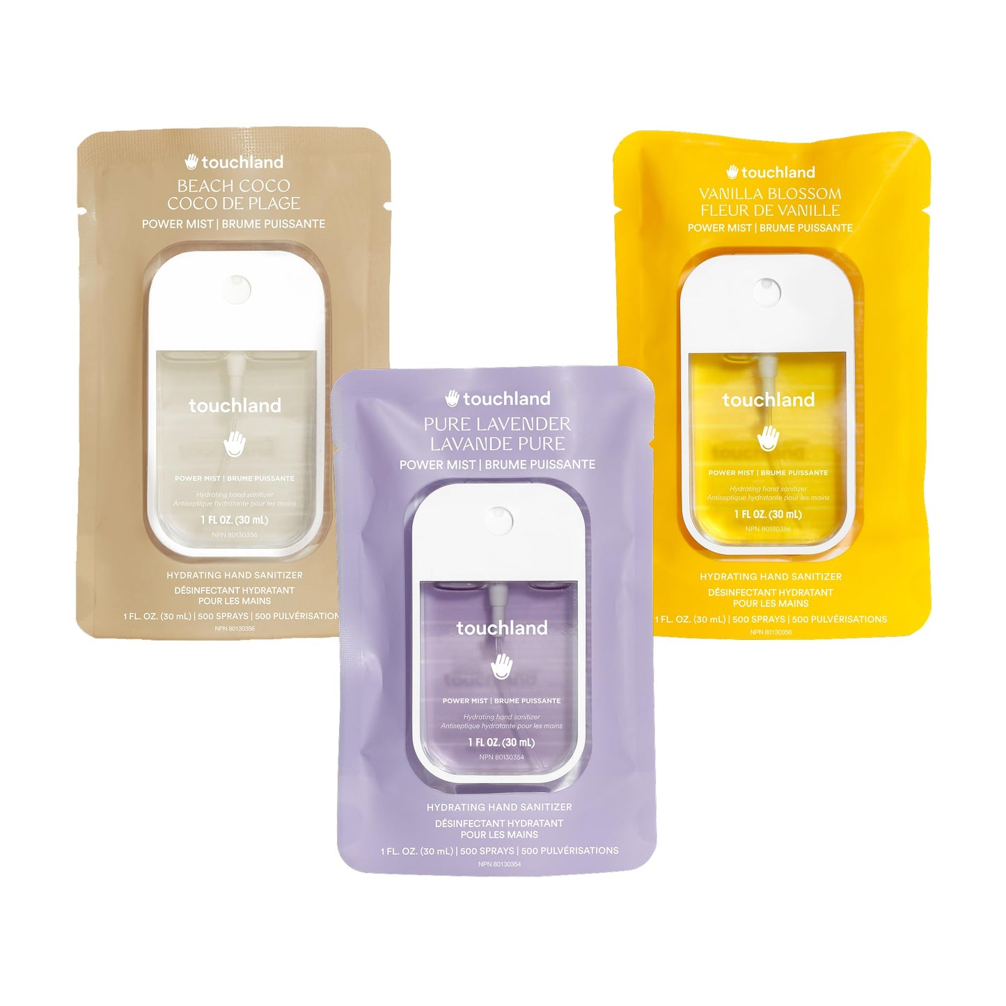 Touchland Hand Sanitizer Spray, Floral Trio - 3 x 1 FL OZ