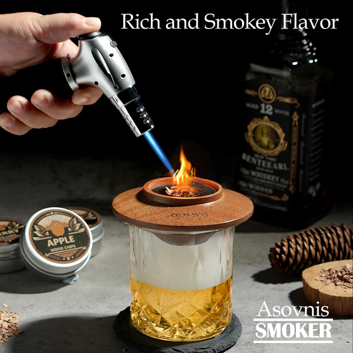 Whiskey Smoker Kit with Torch - Cocktail Smoker Kit Bourbon Gift for Men 🍁 All In One Marketplace Canada