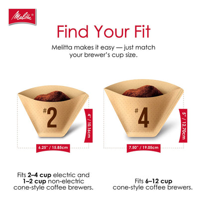 MELITTA Natural Brown #4 Cone Filters, Cone Coffee Filters, Replacement Filters, Coffee Maker Filters, Natural Brown, 6 Package of 100 Count filter
