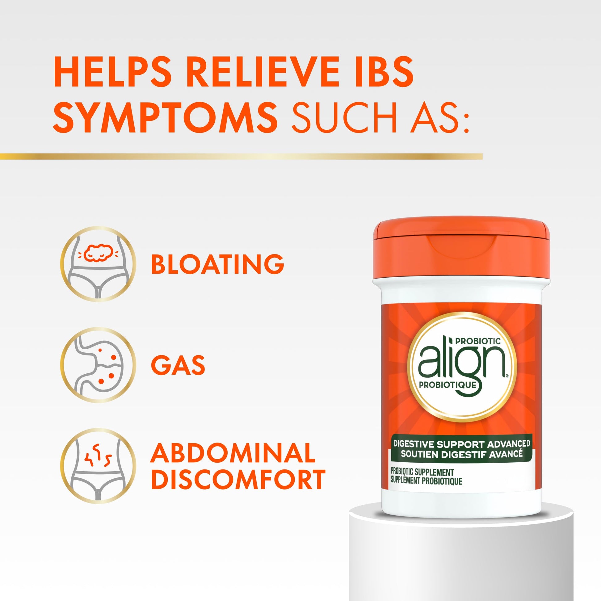 Align Probiotic Digestive Support Advanced Capsules for Woman and Men, Helps Relieve Symptoms of Irritable Bowel Syndrome (IBS) such as Bloating, Gas, and Abdominal Discomfort, 42 Capsules - Available at All In One Marketplace Canada
