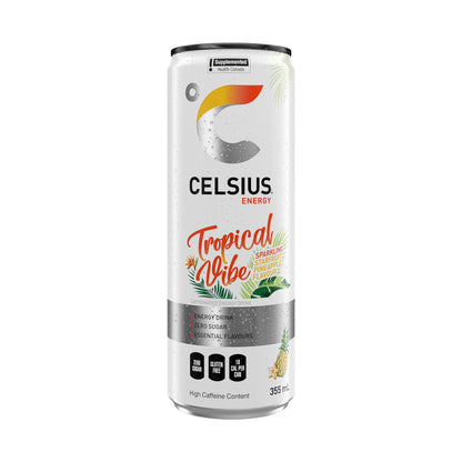 CELSIUS Sparkling Tropical Vibe, Zero Sugar Energy Drink, 355ml (Pack of 12)