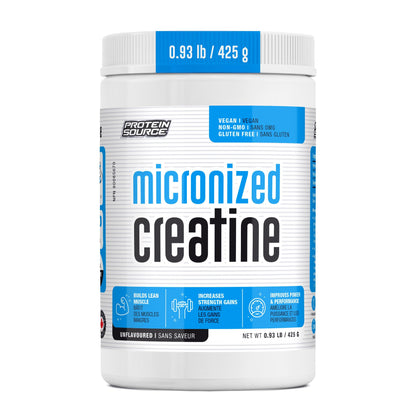 Protein Source Creatine Monohydrate Powder | Micronized 425G - MADE IN CANADA - Increase Strength - Reduce Fatigue - Lean Muscle Building - 100% Pure Creatine - Better Absorption - Supports Muscle Growth - Unflavored - 85 Servings - Available at All In One Marketplace Canada