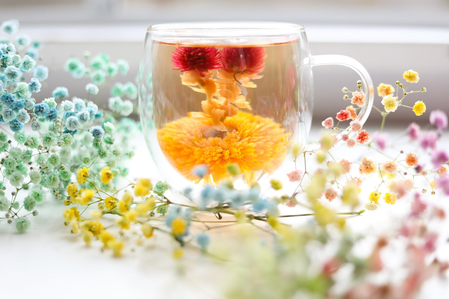 Teabloom Flowering Tea Gift Set - 12 Hand-Tied Blooming Tea Varieties - Green Tea with Edible Flowers - Premium Gift Canister - 36 Infusions, Up to 250 Cups