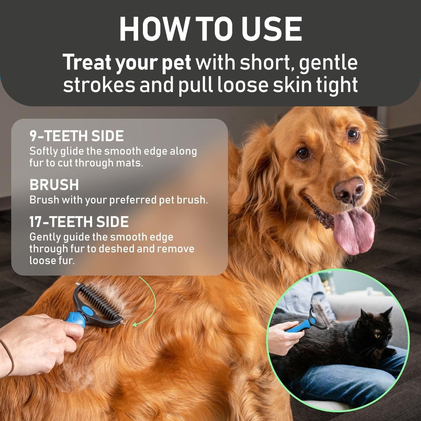 Maxpower Planet Pet Grooming Brush - Double Sided Shedding, Dematting (A1 Blue, Large)