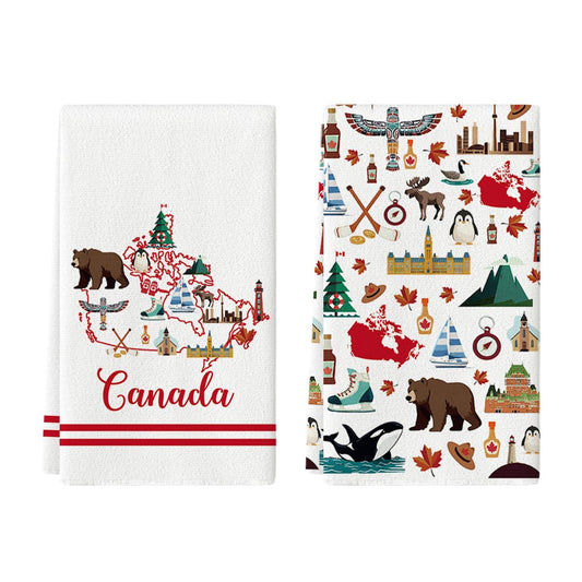 Artoid Mode Canada Maple Leaf Souvenirs Gifts Kitchen Towels Dish Towels, 18x26 Inch Canada Day Holiday Home Decoration Hand Towels Set of 2 🍁 All In One Marketplace Canada