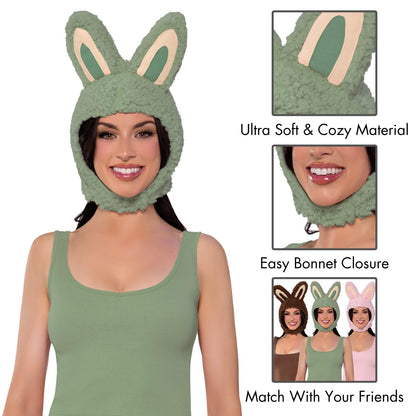 Déguisement d'Halloween Leg Avenue pour femme, adorable capuche monstre lapin avec oreilles d'animal, vert, taille unique