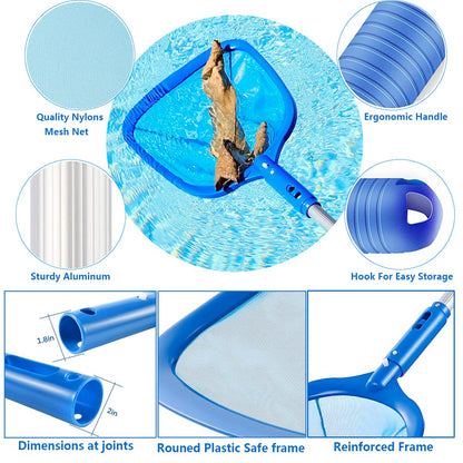 FBSPORT Pool Skimmer Net with Telescopic Pole, 59 inch Swimming Pool Leaf Net, Fine Mesh Pool Net, Pool Cleaner Maintenance Tool-Easy to Collecting Leaves for Swimming Pools, Hot Tubs, Ponds - Available at All In One Marketplace Canada