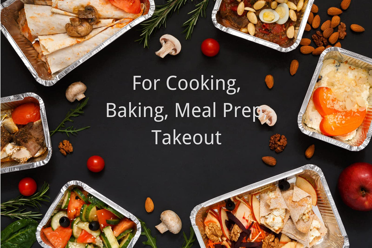 Aluminum Pans with Lids (50-Pack, 8.5"×6") 2.25 LB Capacity Foil Food Containers with Lids - 50 Pans and 50 Cardboard Covers - Disposable Tin Foil Pans - for Baking, Meal Prep and Freezer, Takeout - Available at All In One Marketplace Canada