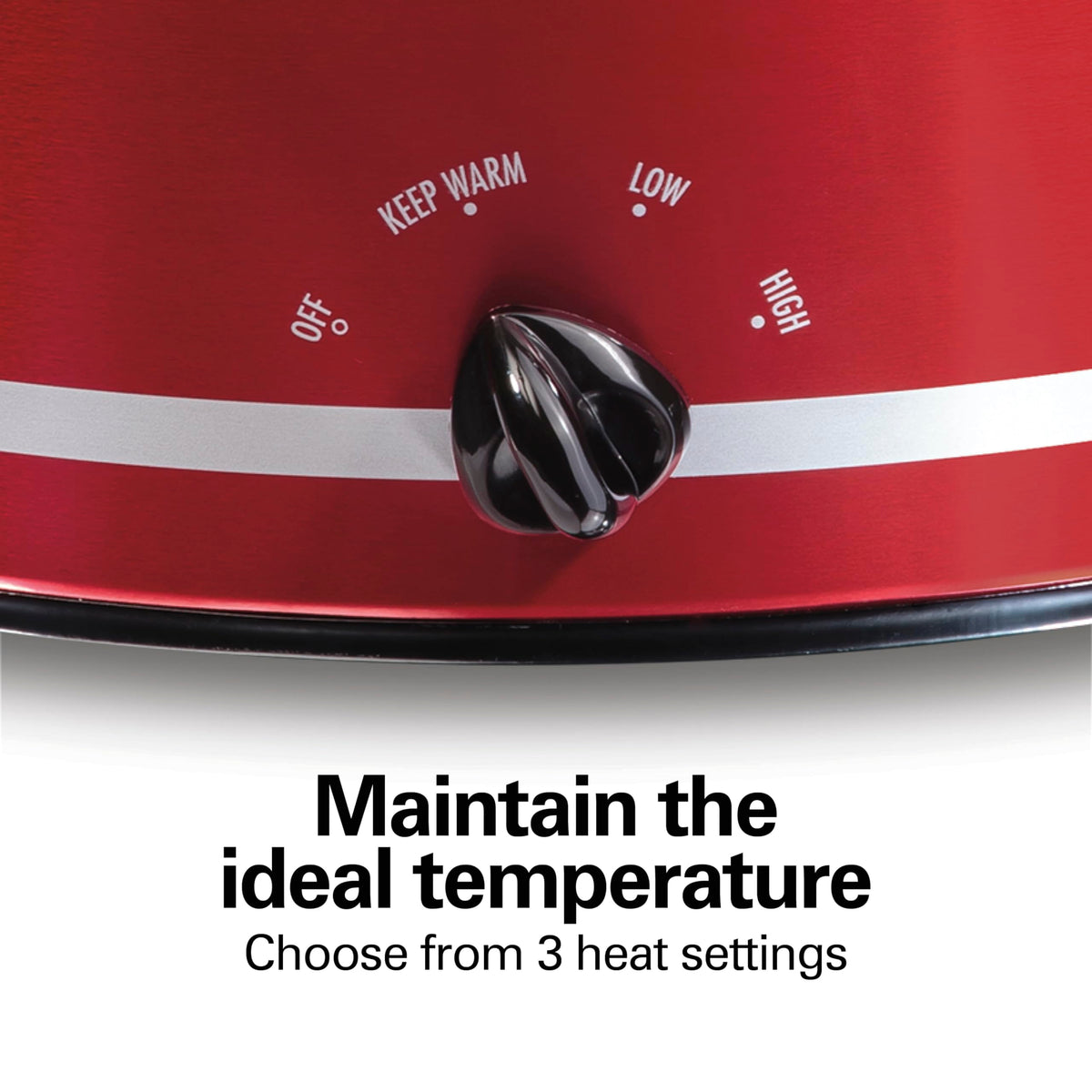 Hamilton Beach Slow Cooker, 8 Quart (7.6 L), Extra-Large Capacity, Metallic Red, Manual Controls, Keep Warm, Dishwasher Safe Stoneware Crock, Model 33184