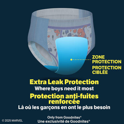 Sous-vêtements de nuit GoodNites pour garçons, TP, 44 unités, résistants à l'eau, 3-5 ans