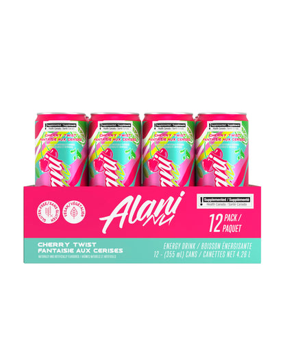 Alani Nu CHERRY TWIST Sugar-Free, Low Calorie Energy Drinks | 140mg Caffeine | Zero Sugar | 15 Calories or Less | 355 mL Cans (12 Pack) 🍁 All In One Marketplace Canada
