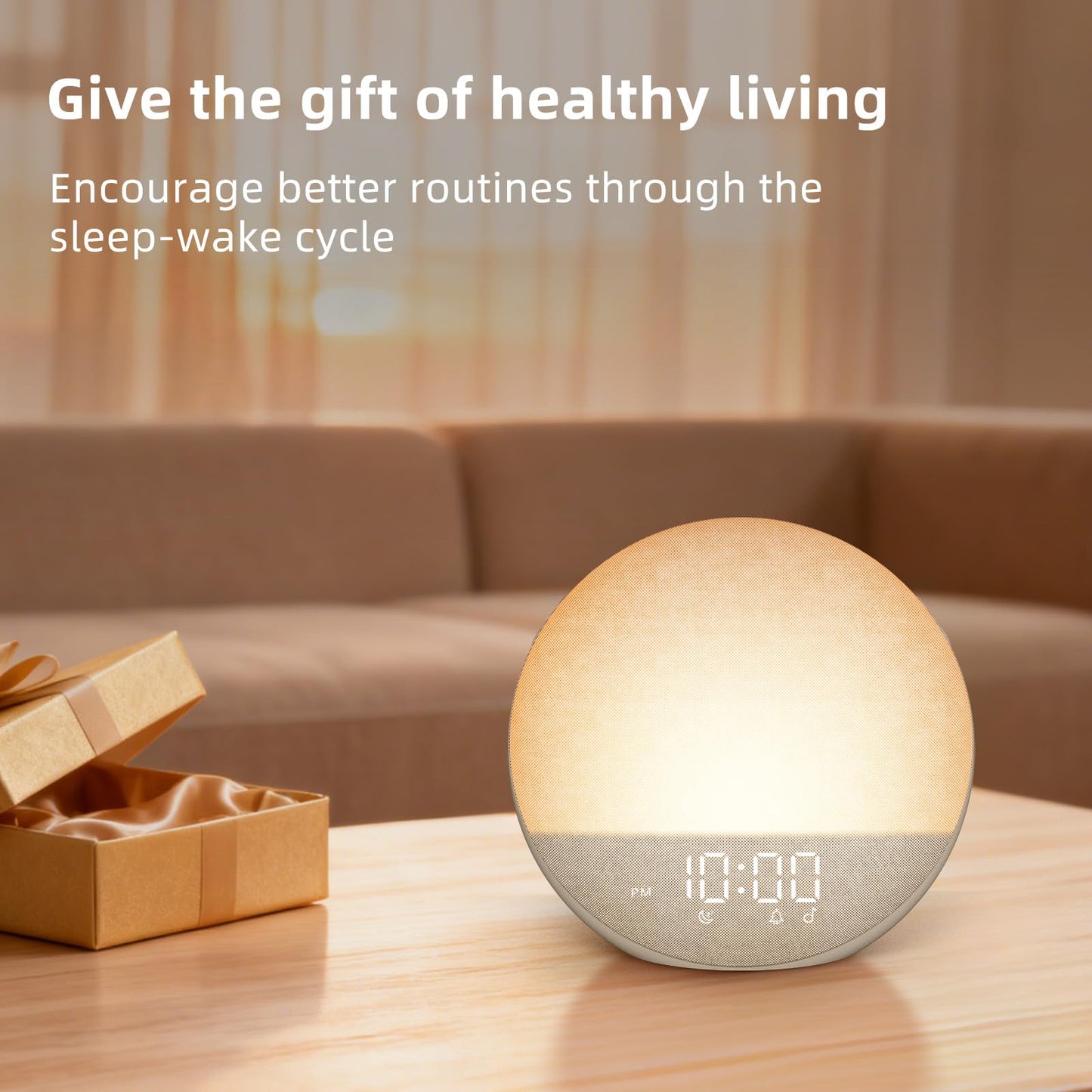 Sunrise Alarm Clock White Noise Machine: Natural Wake Up Light - Dimmable Clock with Bluetooth Speaker for Bedroom - 25 Sleep Sounds for Baby Adults Kids Putty - Available at All In One Marketplace Canada