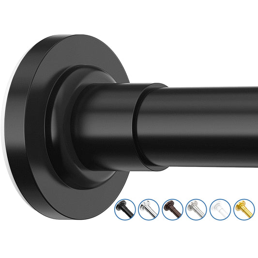 SUNALLY Shower Curtain Rod Adjustable 32-75 Inch, Spring Tension Shower Pole Rods Extendable Stainless Steel Telescoping Curtain Rod for Bathroom Windows Closet, No Drilling, No Slip, No Rust, Black - Available at All In One Marketplace Canada