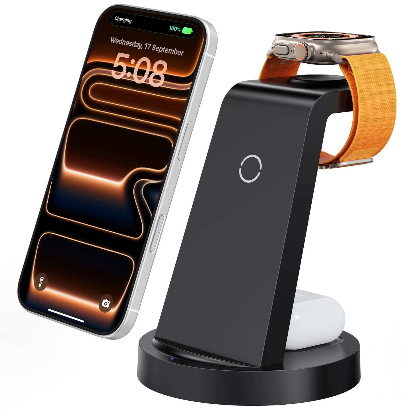 Anlmz 3 in 1 Charging Station for iPhone, Wireless Charger for iPhone 17 16e 16 15 14 13 12 11 X Pro Max & Apple Watch - Wireless Charging Station for AirPods 4 3 Pro - Available at All In One Marketplace Canada
