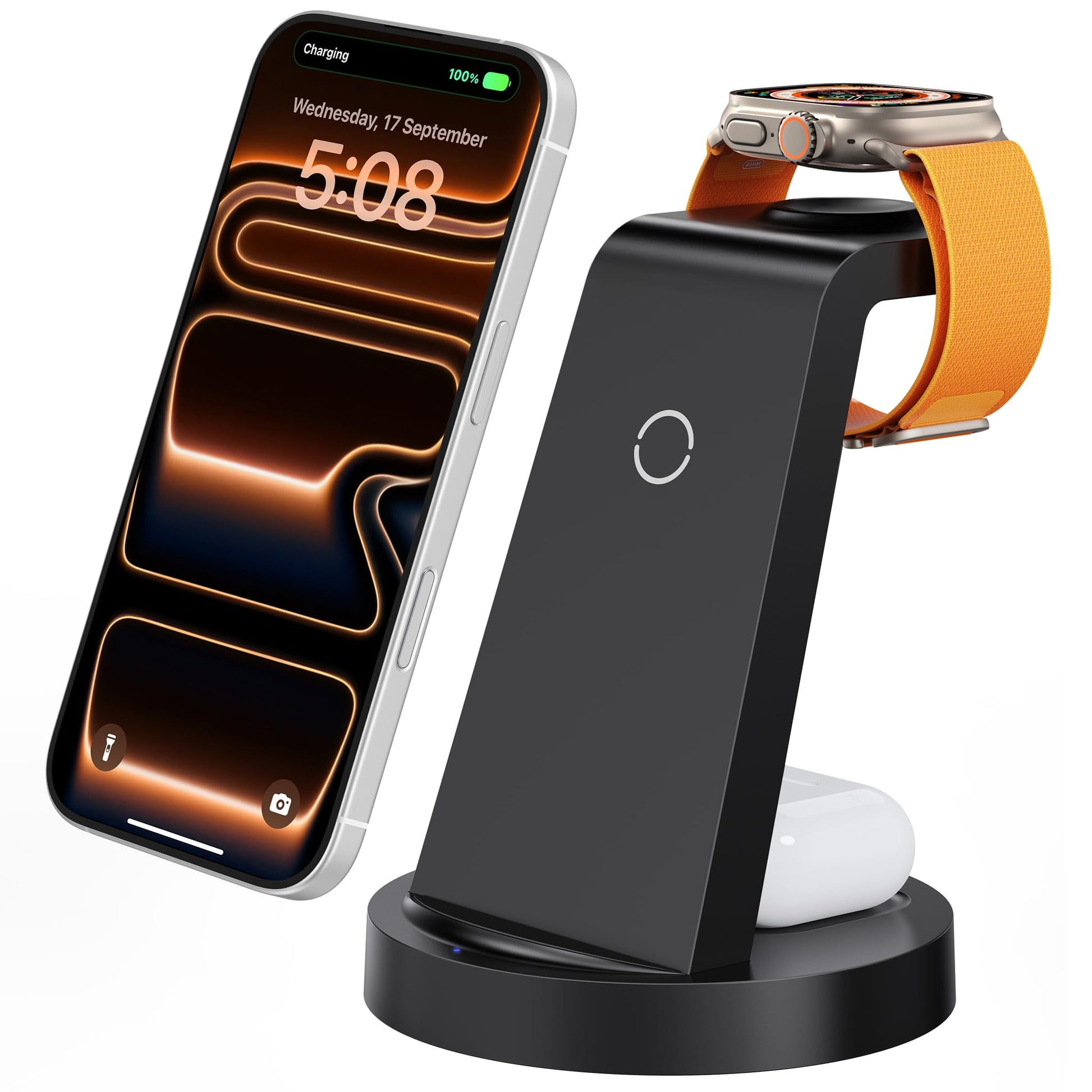 Anlmz 3 in 1 Charging Station for iPhone, Wireless Charger for iPhone 17 16e 16 15 14 13 12 11 X Pro Max & Apple Watch - Wireless Charging Station for AirPods 4 3 Pro - Available at All In One Marketplace Canada
