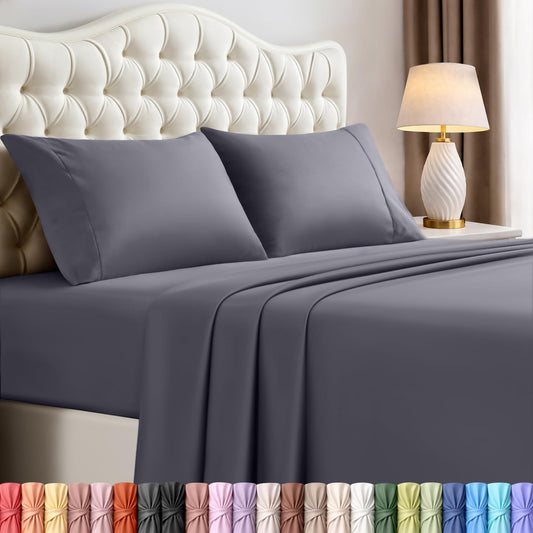 Utopia Bedding King Bed Sheets - 4 Piece King Size Cooling Sheet Set - Hotel Luxury Soft Breathable Microfiber, Oeko-TEX, Deep Pocket Easy Fit & Care, Fade & Wrinkle Resistant, Grey