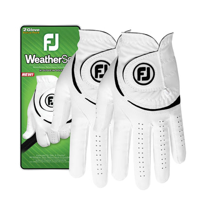 FootJoy Men's WeatherSof 2-Pack Golf Glove, White, Medium, Worn on Left Hand