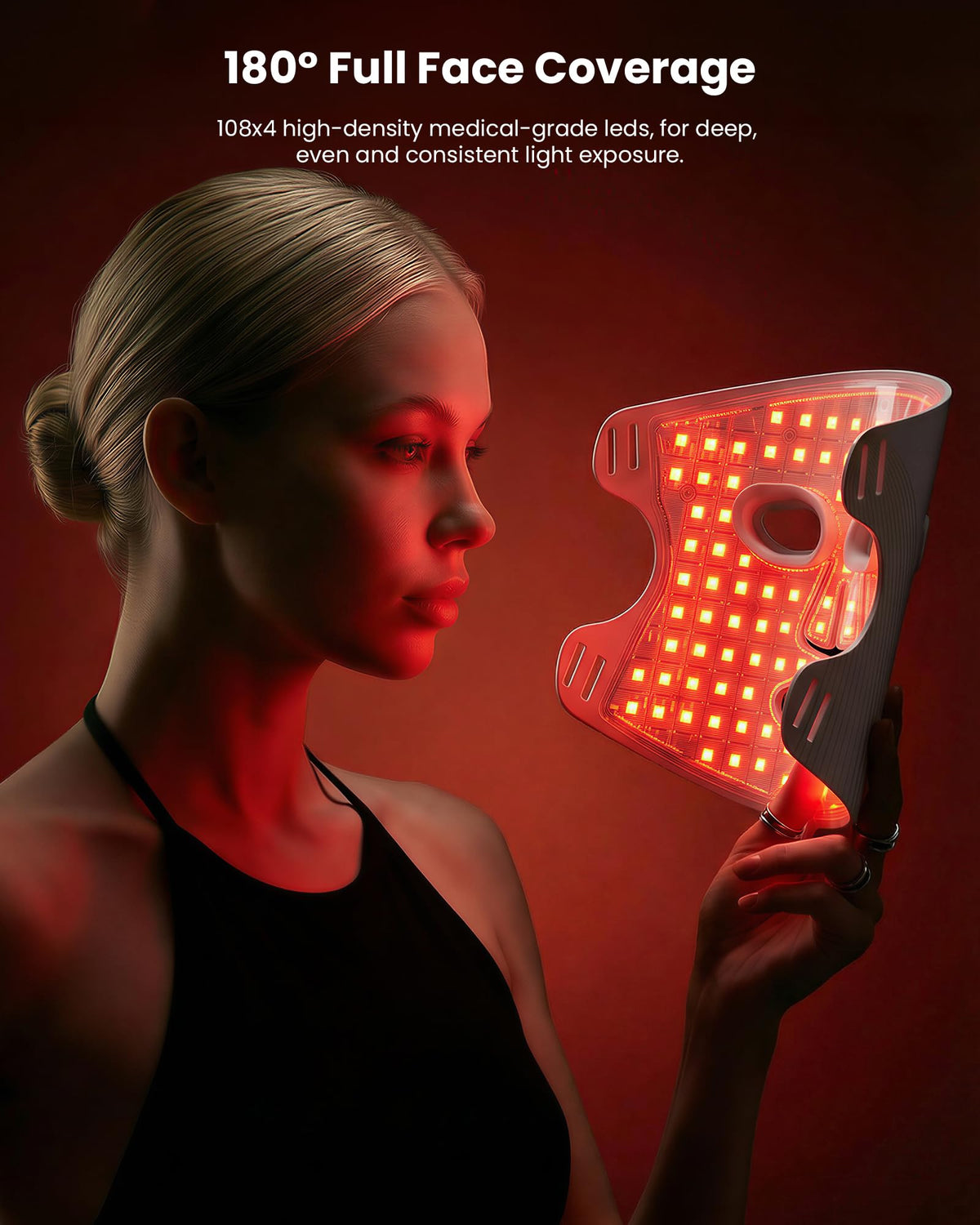 MICEYLIVE Red Light Mask for Face Near-Infrared LED Light Mask, White