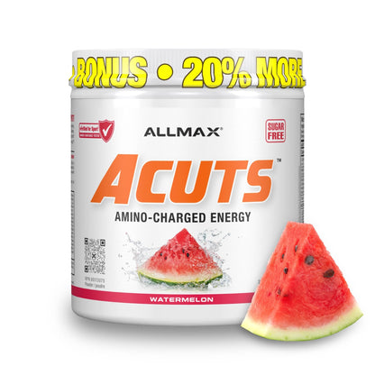 ALLMAX ACUTS Amino Energy Powder with Amino Acids Supplement, Watermelon, 36 Servings, Caffeine, Green Coffee Extract, 2000 mg Taurine, L-Carnitine, Sugar Free, Gluten & Dye Free, Amino Acid Drink