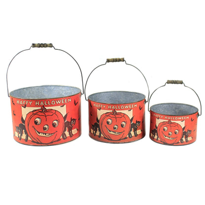 Ensemble de 3 seaux décoratifs d'Halloween Happy par Primitives by Kathy
