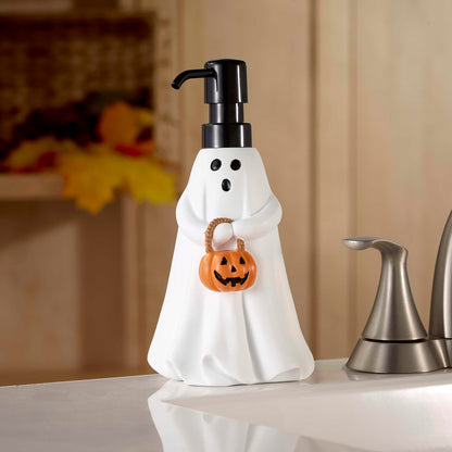 Avanti Linens – Distributeur de savon, pompe à lotion décorative pour comptoir de salle de bain ou de cuisine, décoration d'Halloween en résine peinte à la main (Fantôme)