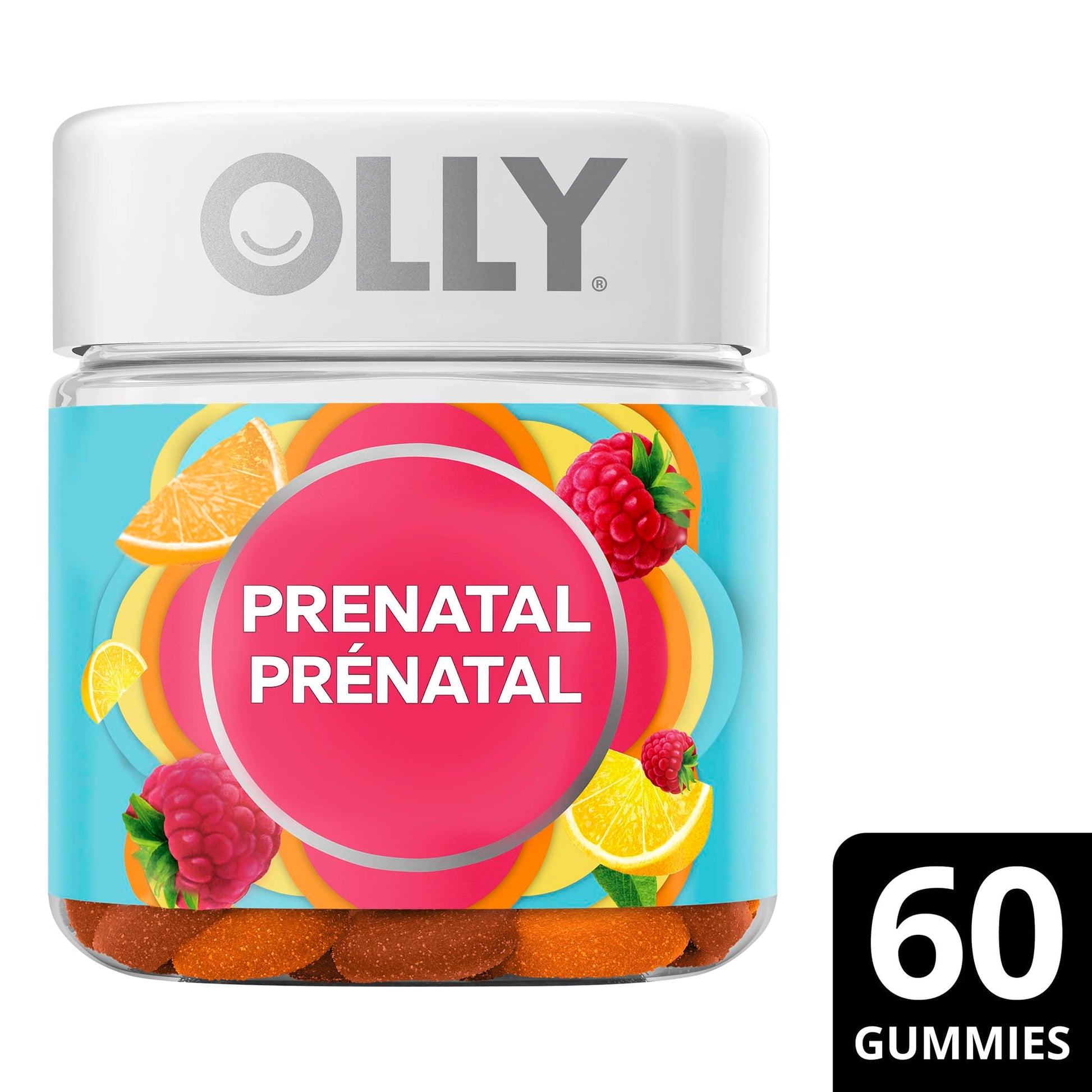 OLLY Prenatal Gummy Supplement Sweet Citrus Multivitamin to help support Mommy & Baby, with no artificial flavours and colours, 30 day supply (60 gummies)