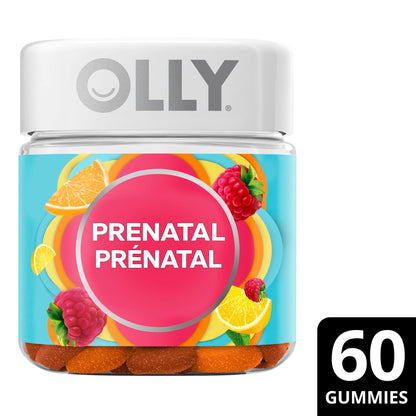 OLLY Prenatal Gummy Supplement Sweet Citrus Multivitamin to help support Mommy & Baby, with no artificial flavours and colours, 30 day supply (60 gummies)
