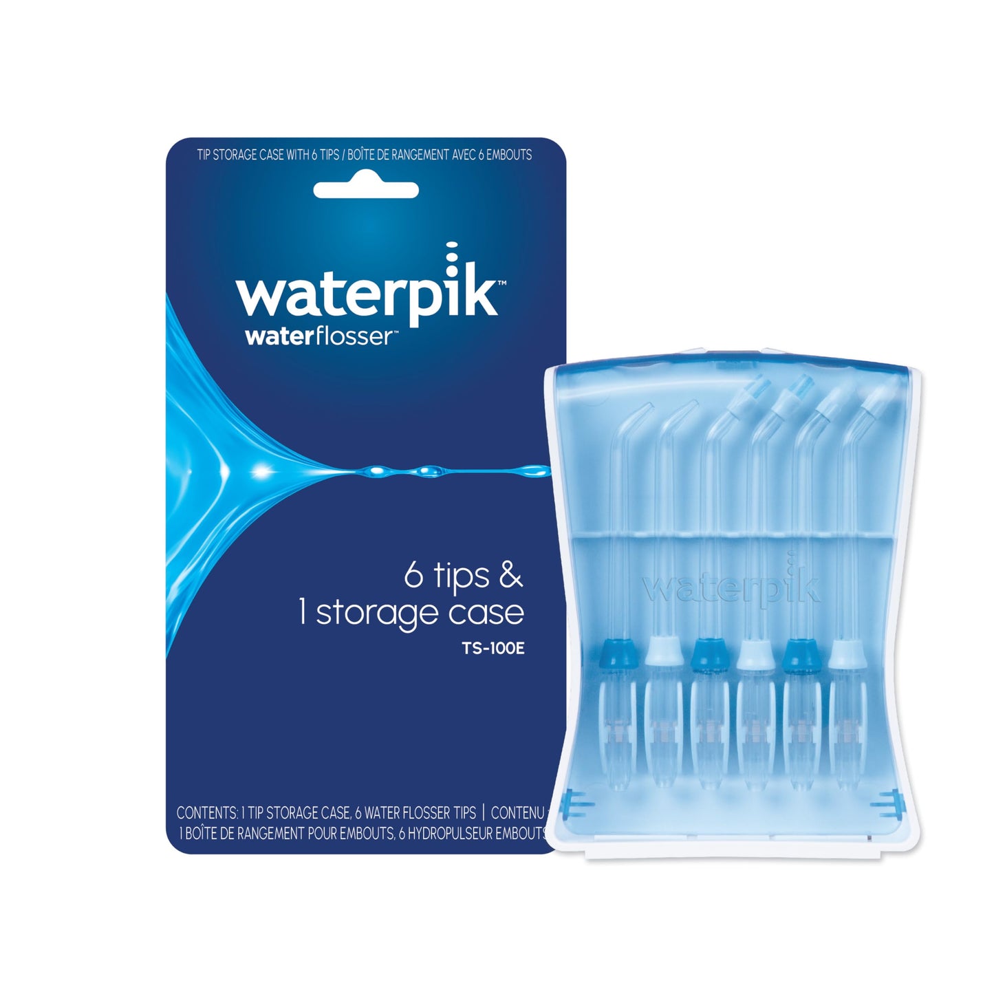 Waterpik Water Flosser Tips with Storage Case 6 Authentic Replacement Tips Sturdy Storage Case 1 Count Waterpik