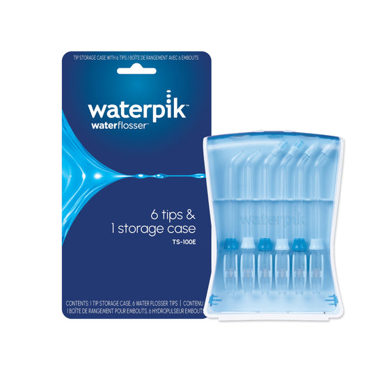 Waterpik Water Flosser Tips with Storage Case 6 Authentic Replacement Tips Sturdy Storage Case 1 Count Waterpik