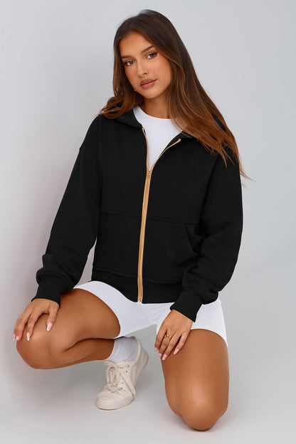 PRETTYGARDEN Hoodies for Women Zip Up Fleece Sweatshirt(Black,S) 🍁 All In One Marketplace Canada