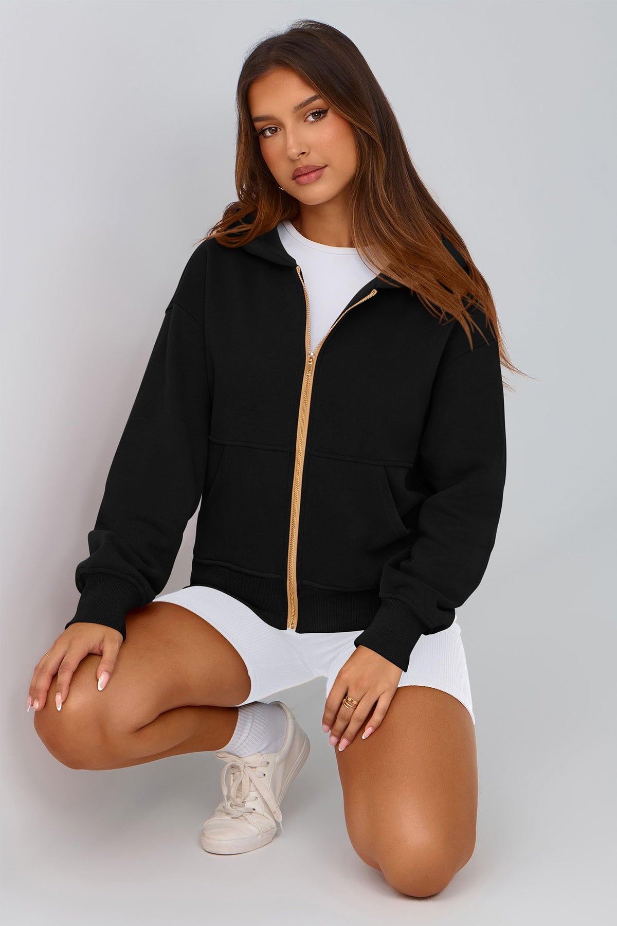 PRETTYGARDEN Hoodies for Women Zip Up Fleece Sweatshirt(Black,L) 🍁 All In One Marketplace Canada