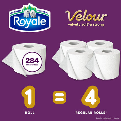 Royale Velour Toilet Paper, 12 Equal 48 Rolls, 284 Bathroom Tissues per roll