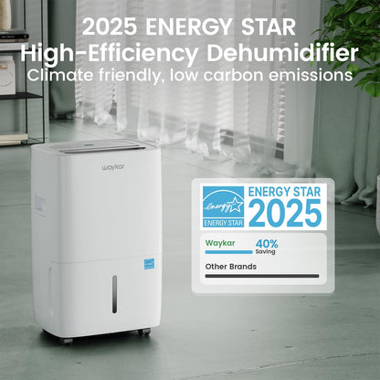 Waykar 80 Pints 2025 Energy Star Dehumidifier for Spaces up to 5,500 Sq. Ft for Basement and Home, Large Room with Drain Hose and 1.14 Gallons Water Tank - Available at All In One Marketplace Canada