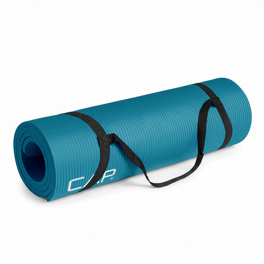 CAP Barbell High Density Exercise Yoga Mat with strap, 68"x24" 12mm - Teal
