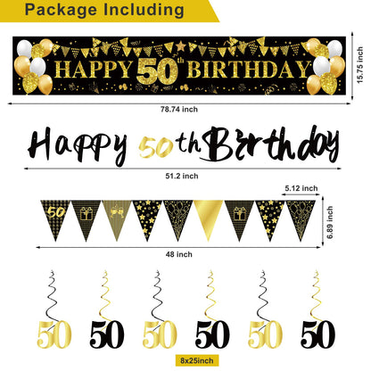 50th Birthday Decorations for Men, Black Gold 50th Party Decoration Set 🍁 All In One Marketplace Canada