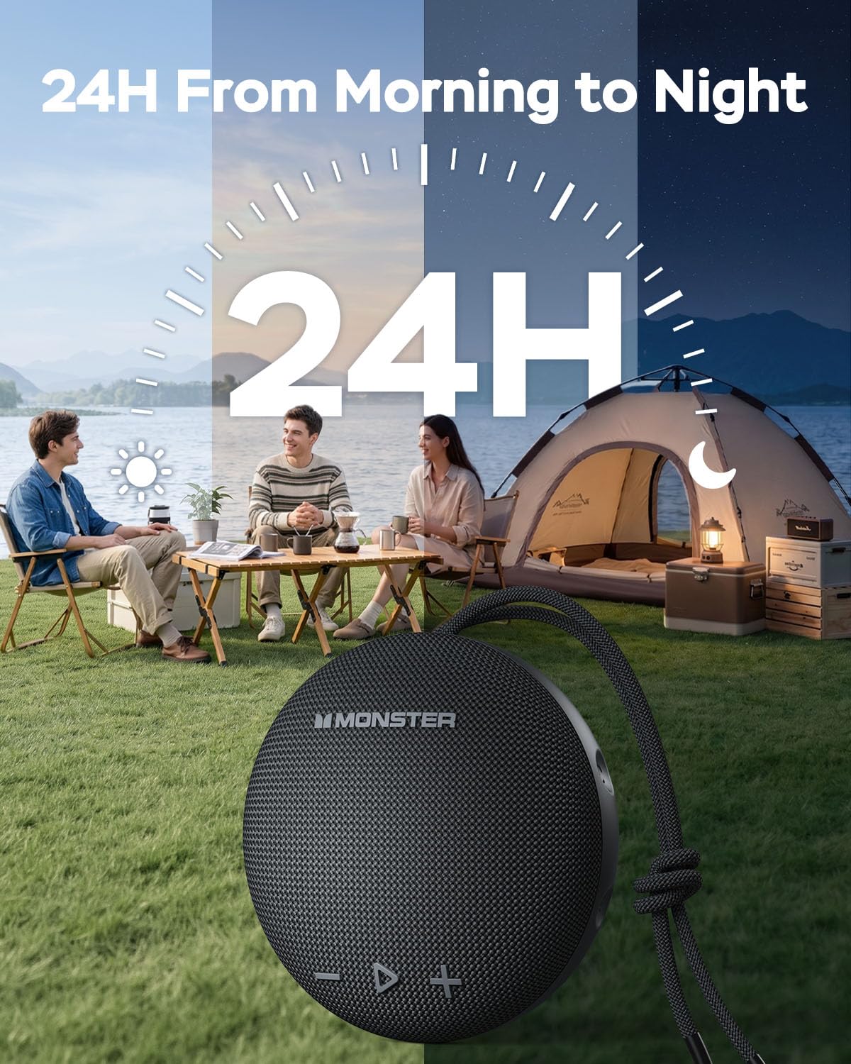 Monster Bluetooth Speaker, IPX8 Shower Speaker Waterproof, Bluetooth 5.4 with Loud HD Sound and Robust Bass, Extra Long Playtime Punchy, for Home, Beaches Portable Wireless Outdoor Speakers - Available at All In One Marketplace Canada