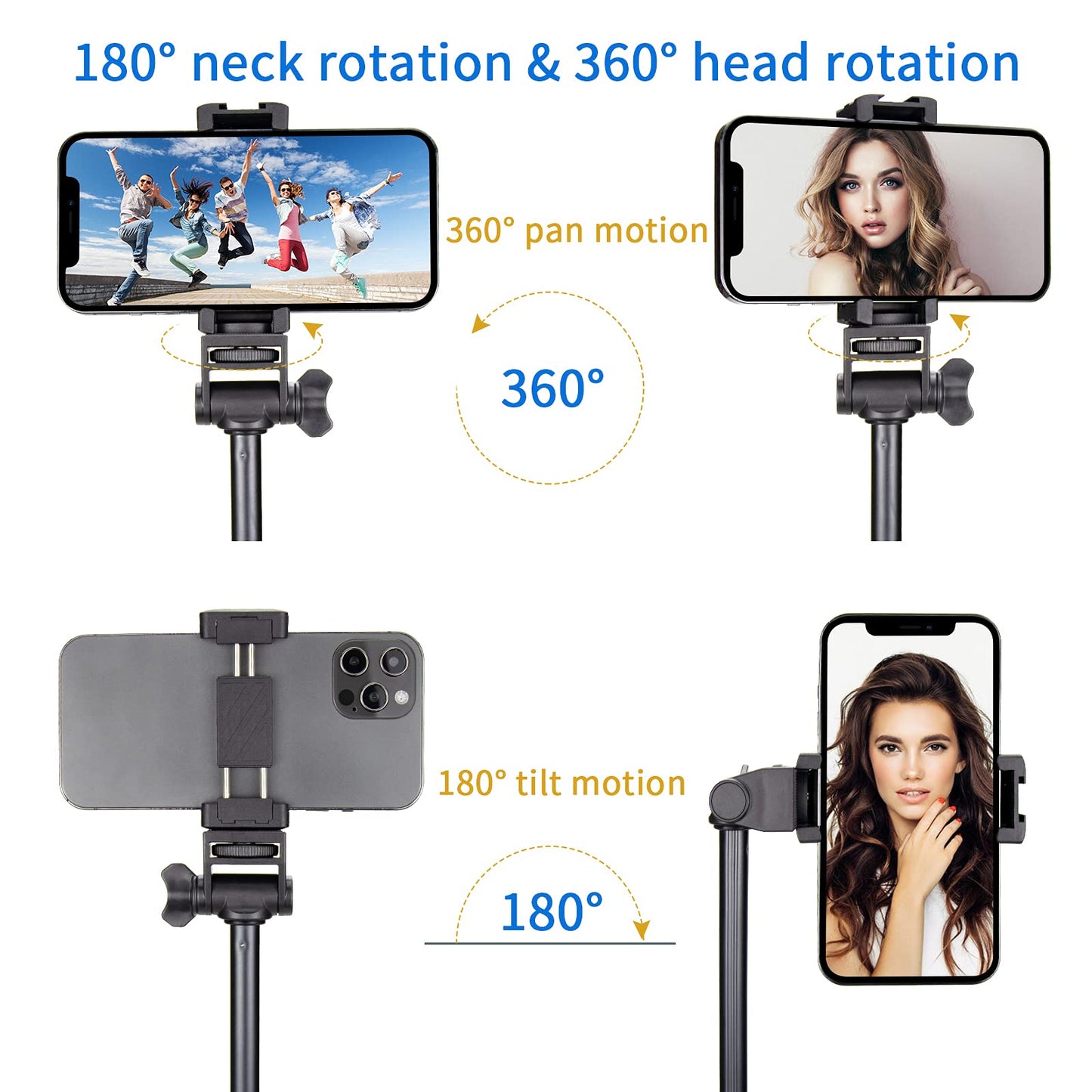YOTOCversion 1.7 Meter/67 inch Phone Tripod Stand & Bluetooth Selfie Stick Tripod, Cellphone Tripod with Bluetooth Remote, Compatible with iPhone 16/15/14/13/12/12 pro/11/11pro/8