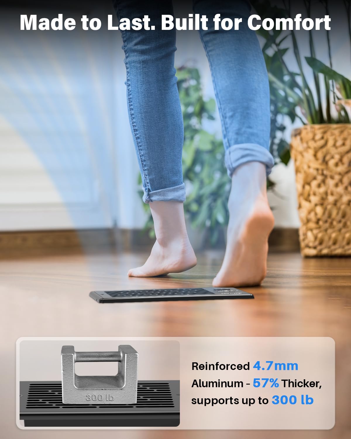 Hisummer Register Booster Fan for 4" x 10" Floor Register, Quiet 10-Speed Vent Fan Booster with Temp Sensor, 150 CFM Airflow, Improves Heating & Cooling, Remote Control (Black)