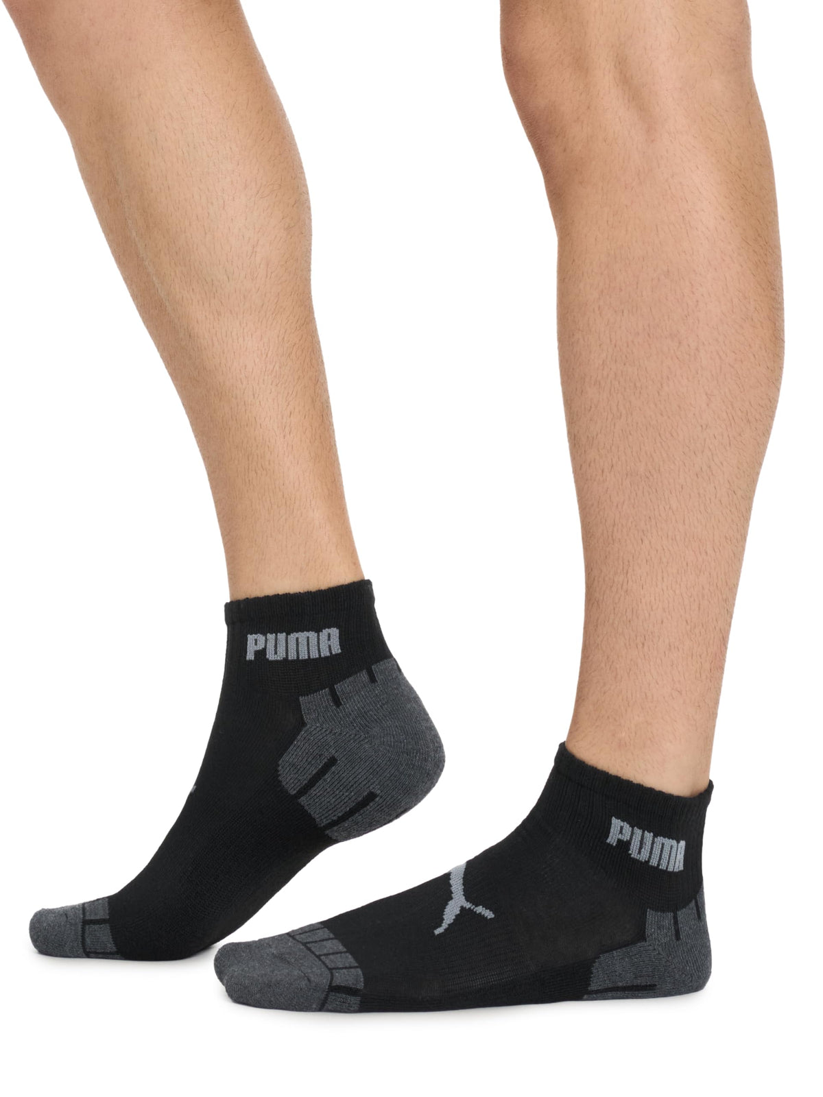 PUMA Men's 8 Pack Athletic Cushioned Quarter Crew Socks, Charcoal, 10-13