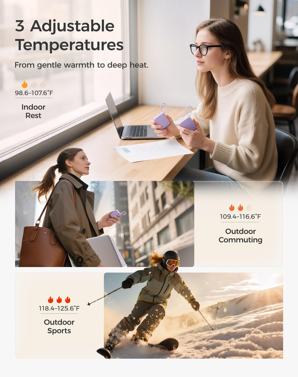 OCOOPA Hand Warmers Rechargeable, Smart Temp Control 7H*2 Long Safe Heat, Ultra Slim, Pocket-Size Design that Fits Gloves, Gifts for Women, Christmas, Outdoor, Office, Commute (UT5 Nano) 🍁 All In One Marketplace Canada