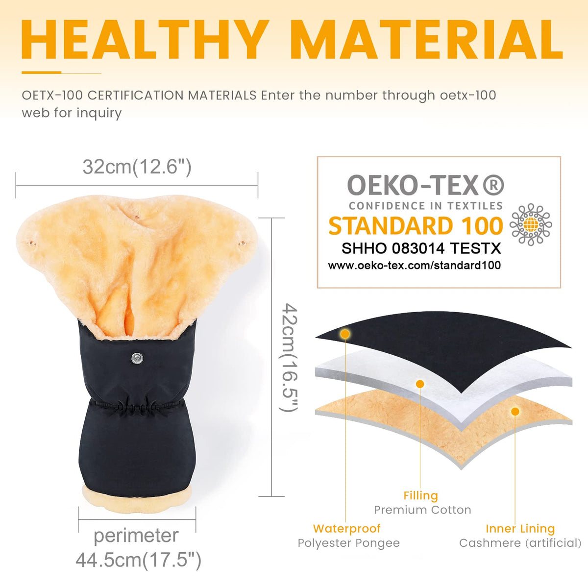 Orzbow Faux Sheepskin Stroller Gloves, Universal, Cozy & Warm, Black 🍁 All In One Marketplace Canada