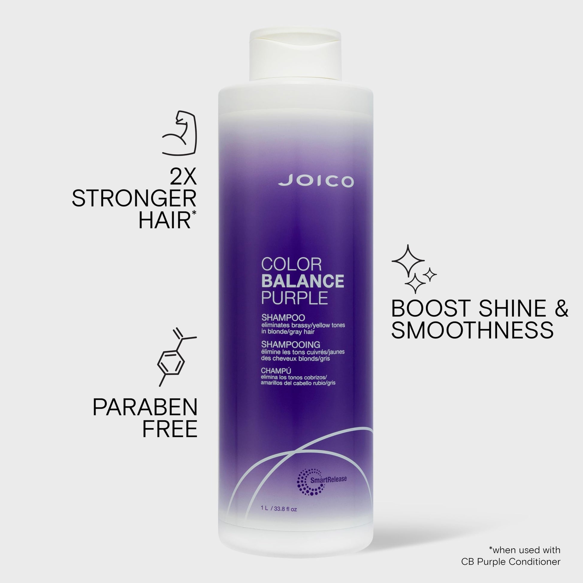 Joico Color Balance Purple Shampoo for Blonde Hair, Protection for Colour Treated Hair, Moisturizes & Shields Damaged Hair, with Keratin and Green Tea Extract Joico