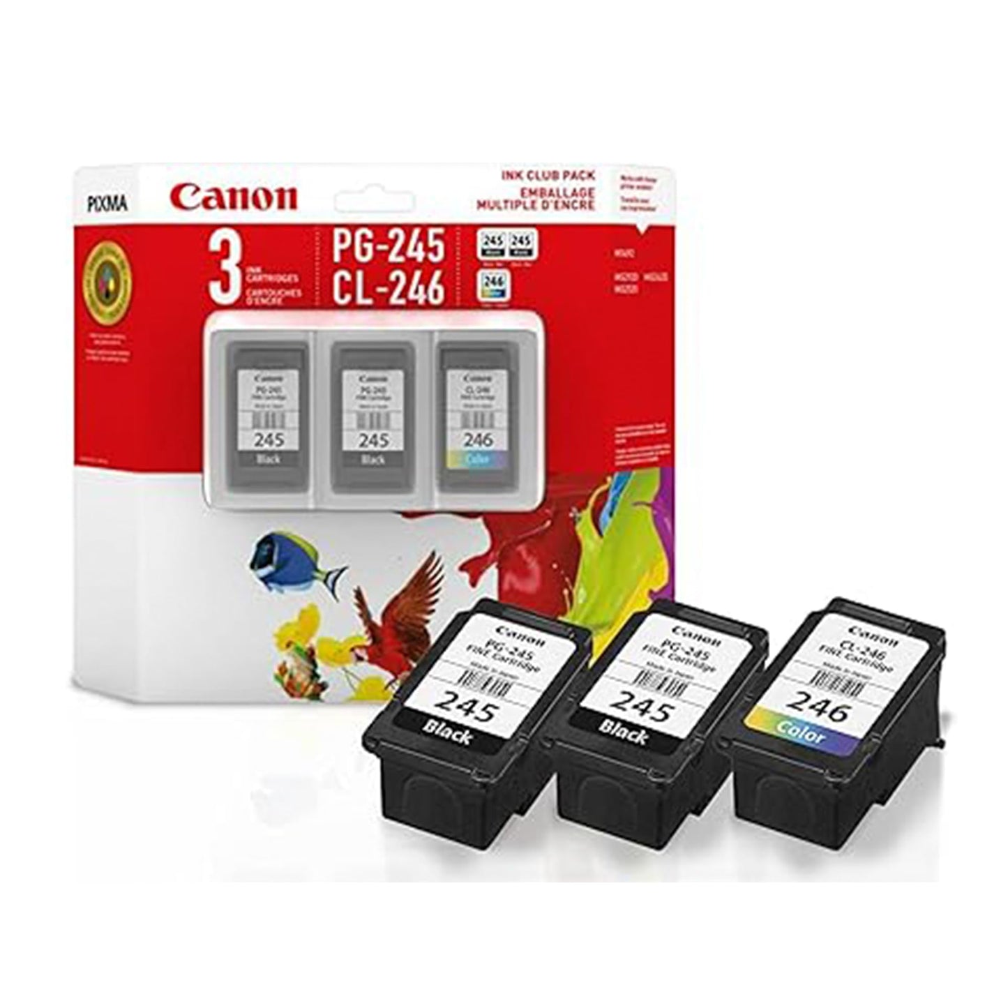 Canon Genuine Ink Cartridges PG-245 Black (2) / CL-246 Colour (1), Value Pack (3 Count), Original Canon Printer Ink for PIXMA TR4520 / TS3120 / TS3220 Series Printers